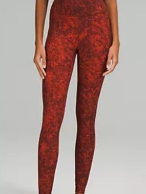 lululemon athletica Red Marbled High-Rise Leggings